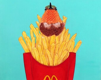 Obraz „Frytki kolibra”, oryginalna sztuka zwierzęca, 50 x 50 cm