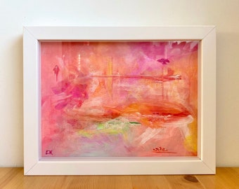 Abstrakcyjny obraz „Czerwony ocean”, oprawiony w ramę akrylową (21 x 27 cm)
