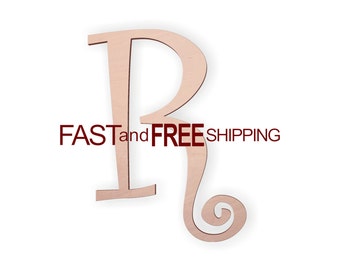 Curly Wood Letter "R" – Unfinished, Unpainted, Decorative Font -- Perfect for Crafts, DIY, Nursery, Kids Rooms, Weddings – Sizes 1