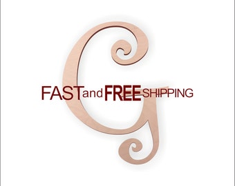 Curly Wood Letter "G" – Unfinished, Unpainted, Decorative Font -- Perfect for Crafts, DIY, Nursery, Kids Rooms, Weddings – Sizes 1