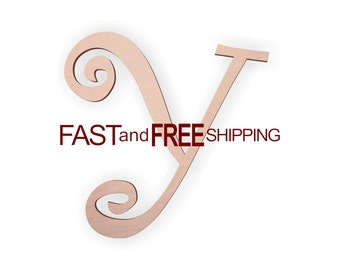 Curly Wood Letter "Y" – Unfinished, Unpainted, Decorative Font -- Perfect for Crafts, DIY, Nursery, Kids Rooms, Weddings – Sizes 1