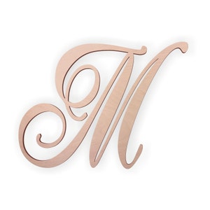 Wooden Monogram Letter &quot;M&quot; - Large or Small, Unfinished, Cursive Wooden Letter - Perfect for Crafts, DIY, Weddings - Sizes 1&quot; to 36&quot;
