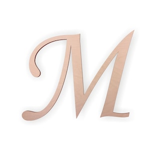 Wooden Monogram Letter &quot;M&quot; - Large or Small, Unfinished, Cursive Wooden Letter - Perfect for Crafts, DIY, Weddings - Sizes 1&quot; to 36&quot;