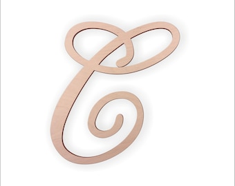 Wooden Monogram Letter: Cursive Style - Unpainted, DIY Friendly