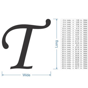 Lettre monogramme T en bois Grande ou petite, lettre en bois cursive inachevée Parfaite pour les travaux manuels, le bricolage, les mariages Tailles 1 à 36 image 2