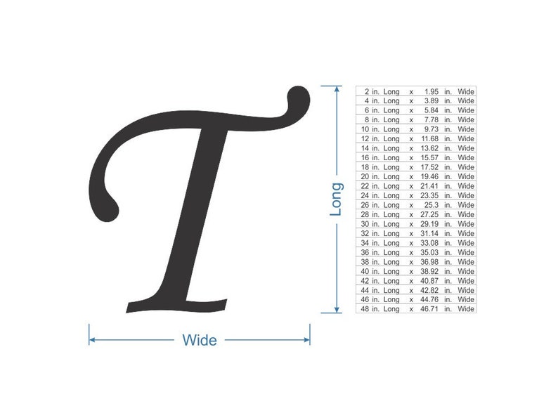 Wooden Monogram Letter T Large or Small, Unfinished, Cursive Wooden Letter Perfect for Crafts, DIY, Weddings Sizes 1 to 36 image 2