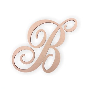 Wooden Monogram Letter &quot;B&quot; - Large or Small, Unfinished, Cursive Wooden Letter - Perfect for Crafts, DIY, Weddings - Sizes 1&quot; to 36&quot;