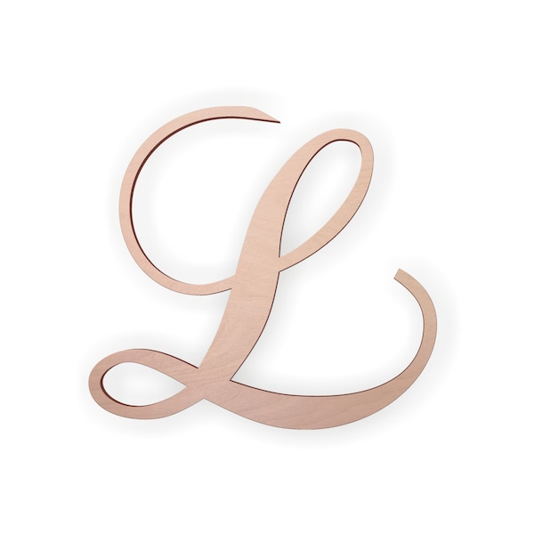 Wooden Monogram Letter "L" - Large or Small, Unfinished, Cursive Wooden Letter - Perfect for Crafts, DIY, Weddings - Sizes 1" to 36"