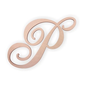 Wooden Monogram Letter &quot;P&quot; - Large or Small, Unfinished, Cursive Wooden Letter - Perfect for Crafts, DIY, Weddings - Sizes 1&quot; to 36&quot;