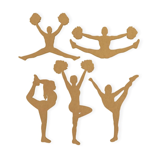 Cheerleader Silhouettes (5 Cheerleaders)-Cutout, Home Decor, Cut From Quality Cardboard, Available from 12 to 42 Inches Tall