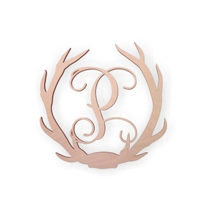 Wooden Antler Monogram Letter &quot;P&quot; for Wall Decor or Door Hanger Sizes 2&quot; to 36&quot; Available