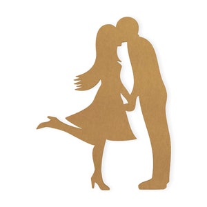 Hombre y mujer besándose: recortado, arte de pared, decoración del hogar, colgante de pared, cortado de cartón de calidad, disponible de 5 a 42 pulgadas