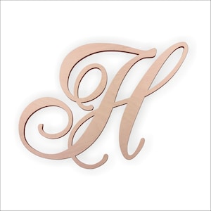 Wooden Monogram Letter "H" - Large or Small, Unfinished, Cursive Wooden Letter - Perfect for Crafts, DIY, Weddings - Sizes 1" to 36"