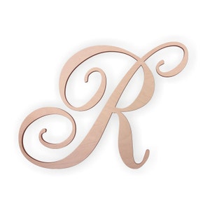 Lettre monogramme « R » en bois - Grande ou petite, lettre en bois cursive inachevée - Parfaite pour l'artisanat, le bricolage, les mariages - Tailles 1" à 36"