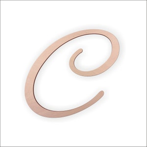Wooden Cursive Letter C: Unpainted Wood - Baltic Birch or MDF
