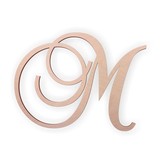 Wooden Monogram Letter m Large or Small, Unfinished, Cursive Wooden Letter  Perfect for Crafts, DIY, Weddings Sizes 1 to 36 