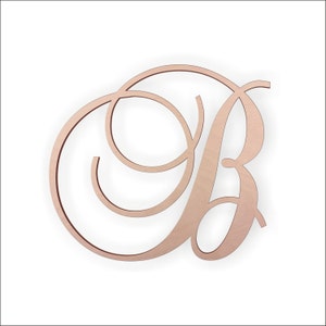 Wooden Monogram Letter &quot;B&quot; - Large or Small, Unfinished, Cursive Wooden Letter - Perfect for Crafts, DIY, Weddings - Sizes 2&quot; to 36&quot;