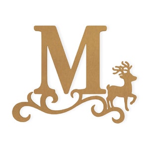 Carta de monograma navideño pintable para adornos de árboles, etiquetas de regalo y decoración navideña colgante