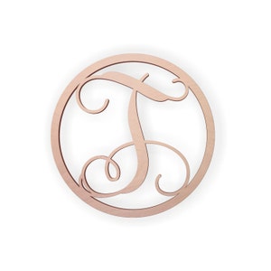 Wooden Monogram Letter &quot;T&quot; - Large or Small, Unfinished, Cursive Wooden Letter - Perfect for Crafts, DIY, Weddings - Sizes 1&quot; to 36&quot;