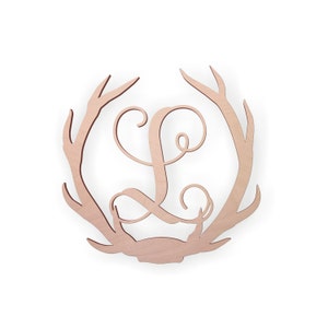 Wooden Antler Monogram Letter &quot;L&quot; for Wall Decor or Door Hanger Sizes 2&quot; to 36&quot; Available