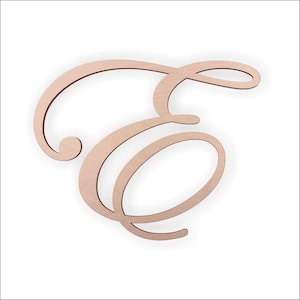 Letra cursiva de madera "E", sin terminar, sin pintar, perfecta para manualidades, bricolaje, guardería, habitaciones infantiles, bodas, tamaños de 1" a 36"