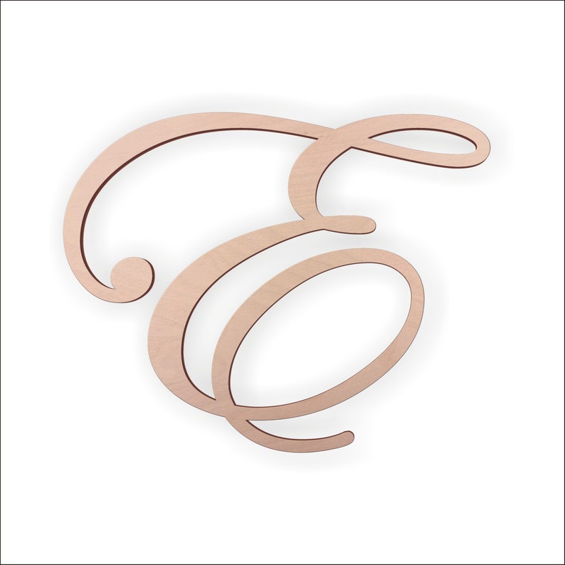 Cursive Wooden Letter E Unfinished Unpainted Etsy