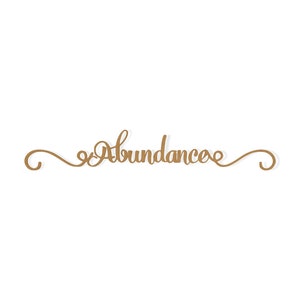 Abundância parede script decoração palavra-recorte de decoração religiosa, abundância palavra arte-decoração de casa, papelão de qualidade, pronto para pintar