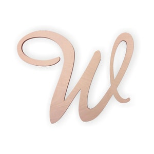 Wooden Monogram Letter W Large or Small, Unfinished, Cursive Wooden Letter Perfect for Crafts, DIY, Weddings Sizes 2 to 36 image 1