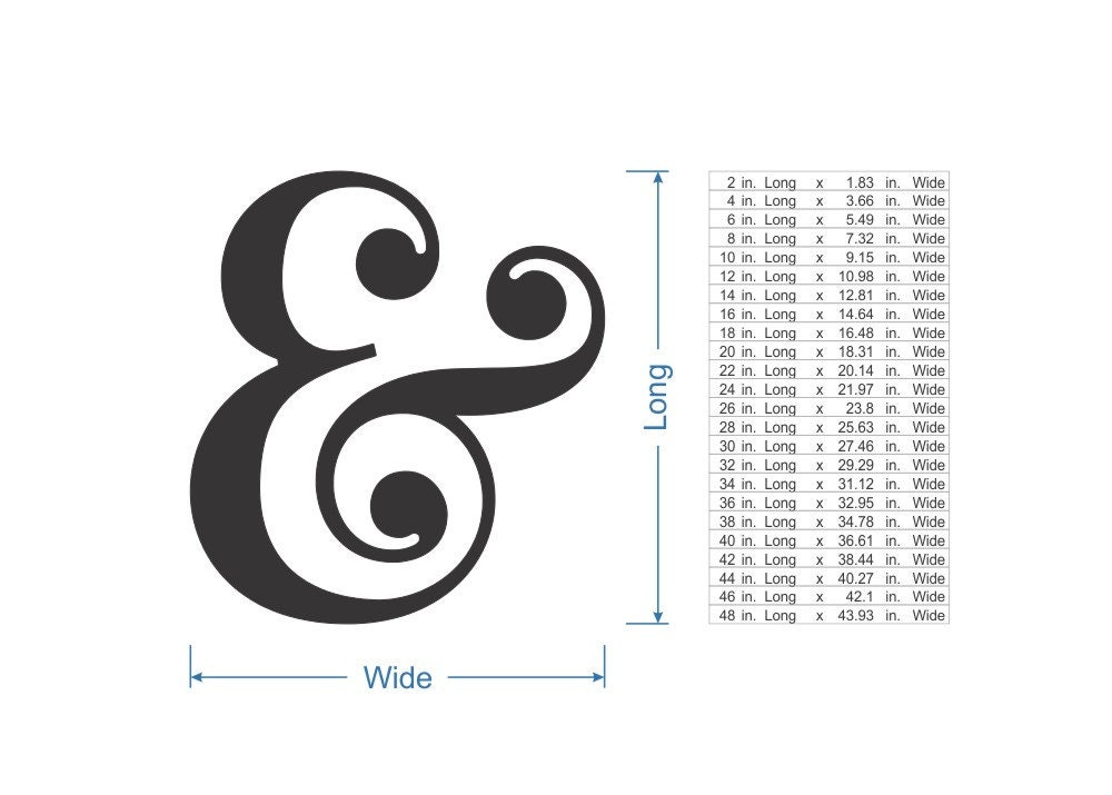 Cursive Swirly Ampersand, Cut Out, Wall Art, Home Decor, Wall Hanging, Cut From Quality Cardboard, Available From 5 to 42 Inches - Etsy Cursive Swirly Ampersand, Cut Out, Wall Art, Home Decor, Wall Hanging, Cut From Quality Cardboard, Available From 5 to 42 Inches - Etsy