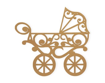 Vintage Baby Carriage Wall Art, Cardboard Cutout (5 to 36 Inches)