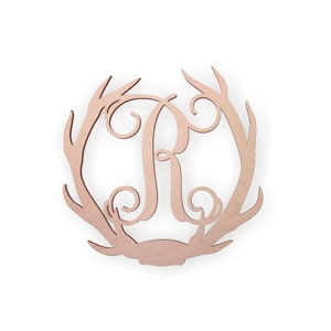Wooden Antler Monogram Letter &quot;R&quot; for Wall Decor or Door Hanger Sizes 2&quot; to 36&quot; Available