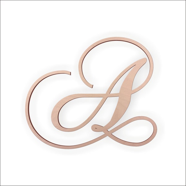 Wooden Monogram Letter "A" - Large or Small, Unfinished, Cursive Wooden Letter - Perfect for Crafts, DIY, Weddings - Sizes 1" to 36"