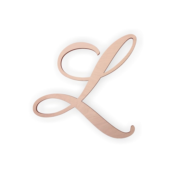 Wooden Monogram Letter "L" - Large or Small, Unfinished, Cursive Wooden Letter - Perfect for Crafts, DIY, Weddings - Sizes 1" to 36"