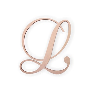 Letra de monograma de madera "L" - Letra de madera grande o pequeña, inacabada y cursiva - Perfecta para manualidades, bricolaje, bodas - Tamaños de 2" a 36"