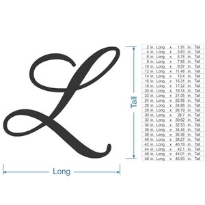 Wooden Monogram Letter L Large or Small, Unfinished, Cursive Wooden Letter Perfect for Crafts, DIY, Weddings Sizes 1 to 36 image 2