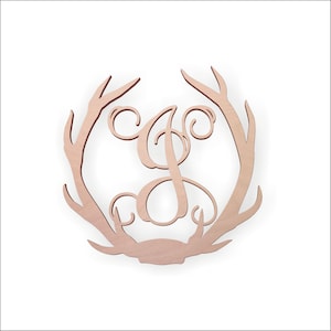 Wooden Antler Monogram Letter &quot;J&quot; for Wall Decor or Door Hanger Sizes 2&quot; to 36&quot; Available