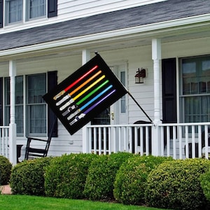 Light Saber Pride Garden Flag | Pride Flag | 24" by 36" LGBTQ Garden Flag | LGBT Flag | Rainbow LGBTQIA Support Flag |