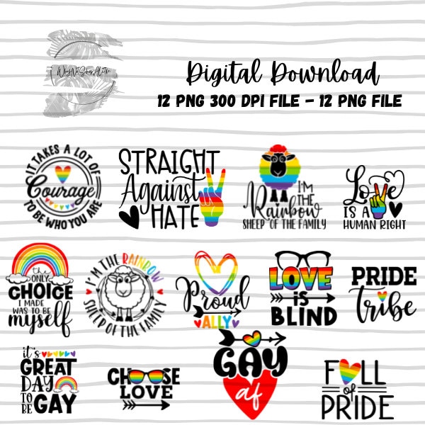 Pride PNG Bundle | LGBTQ Pride PNG Bundle | Lgbtqia Svg bundle | Pride Car Coasters | Pride Mug | Pride Rainbow Png |
