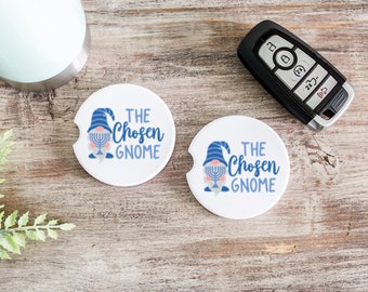 The Chosen Gnome Car Coaster | Hanukkah Sandstone Car Accessory | Hanukkah Gnome Coaster | The Chosen One Jewish Gift |