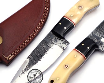 Custom Hand Forged Carbon  Steel Skinner  Knife W/Leather Sheath