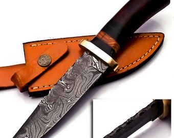 Custom Hand Forged Damascus Steel Hunting Knife With Sheath DHK-15