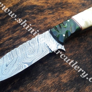 Hand Forged Damascus Steel Skinner  Knife W/Sheath