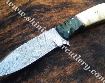 Hand Forged Damascus Steel Skinner  Knife W/Sheath