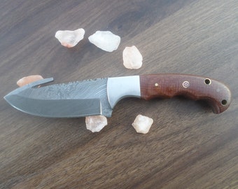 Hand Forged  Damascus Steel Skinner Knife W/Sheath