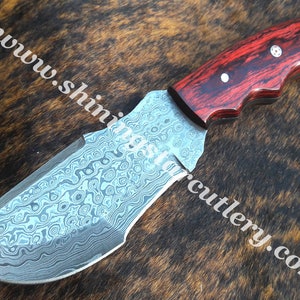 Custom Hand Forged Damascus Steel  Tracker Knife W/Leather Sheath