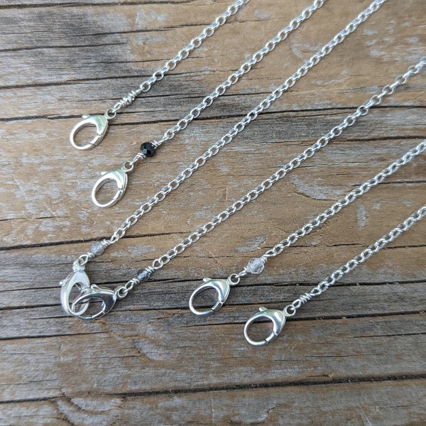 Sterling Silver Double Clasp Chain, Chain With Two Lobster Claws, Mama Metal Chain, Custom Length Silver Chain