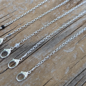 Sterling silver double clasp chain - 5 chain ends with clasp and different bead accents