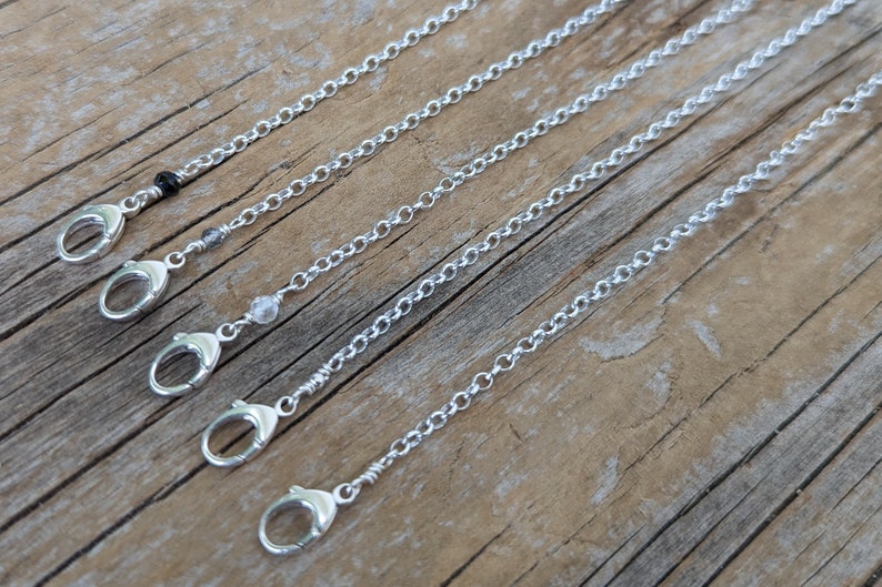 Sterling silver double clasp chain - 5 chain ends with clasp and different bead accents