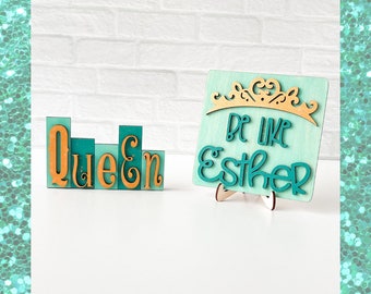 Purim Queen Esther Hand Painted Wood Sign Jewish Decor Judaica