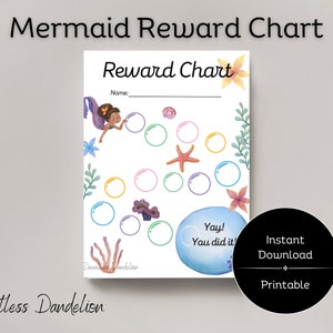 Mermaid Reward Chart, Underwater Bubble Reward Chart, Responsibility Chart for Kids, Toddler Reward Chart, Potty Training, Printable Chart